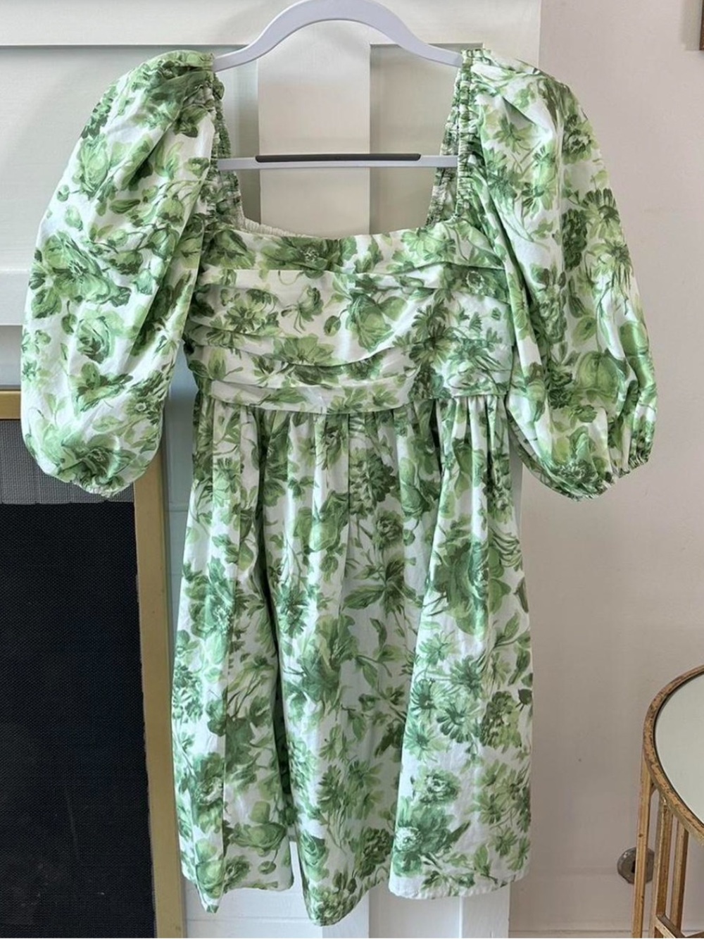 Abercrombie & Fitch Green Floral Babydoll Mini Dress